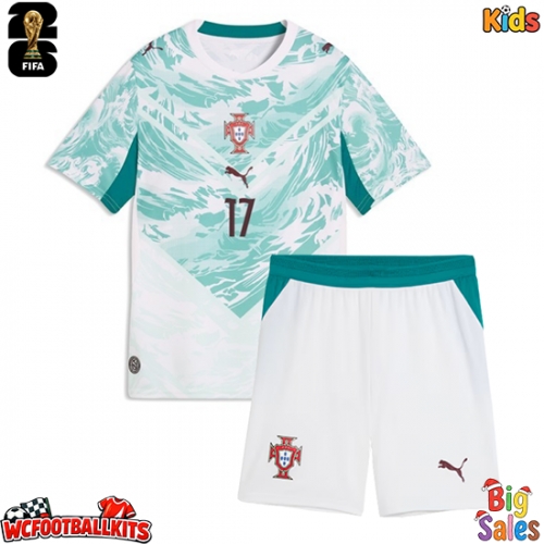 Portugal Rafael Leao #17 Replica Away Stadium Kit for Kids World Cup 2026 Short Sleeve (+ pants)